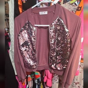 Girls Sequin Zip Up Jacket Large
